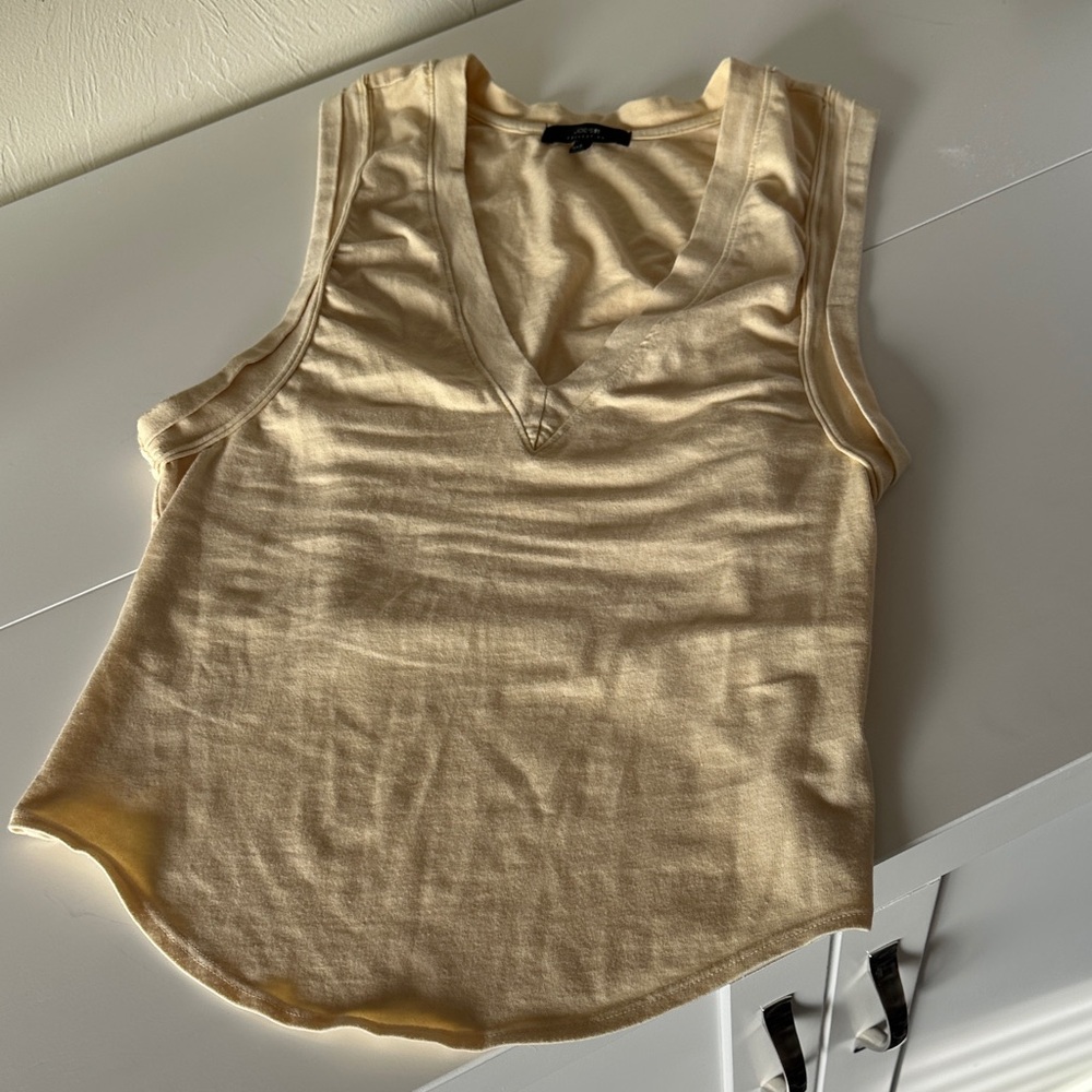V-Neck Cream Sleeveless Top